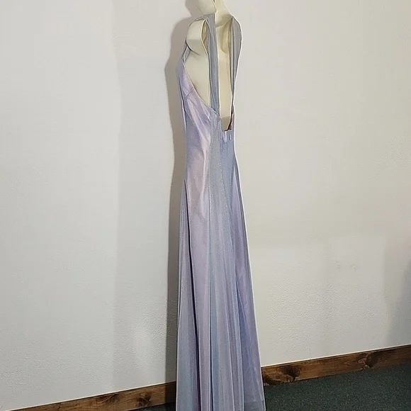 Nadine Dress Vintage 90s Mesh Overlay Maxi Blue Size 9 - Picture 4 of 14